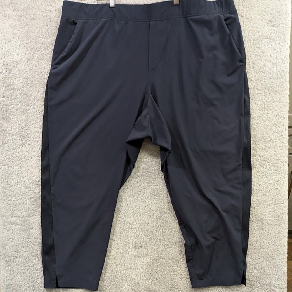 Athleta Brooklyn Ankle Pant Women's 26 Navy Blue Ribbed Waistband Stretch Travel